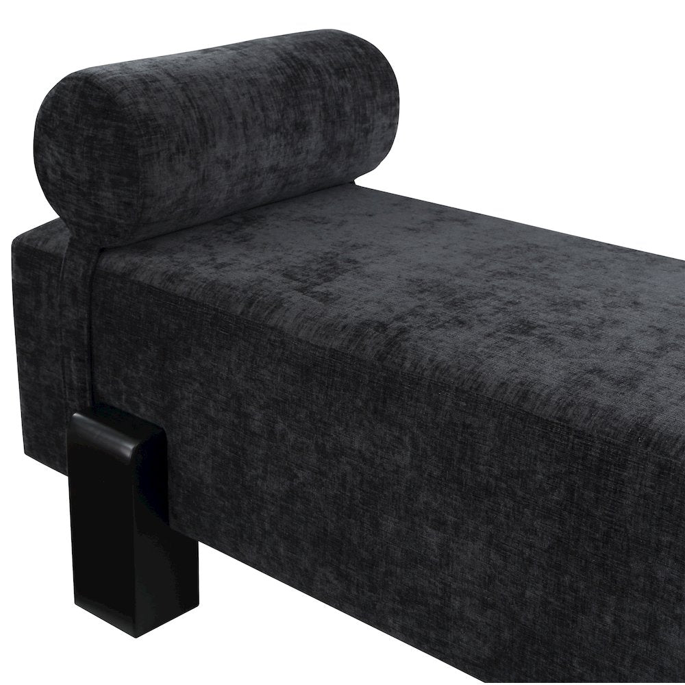Edison Black Chenille Fabric Bench