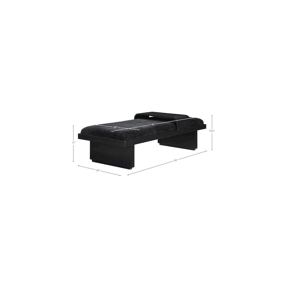 Arlington Black Chenille Fabric Bench