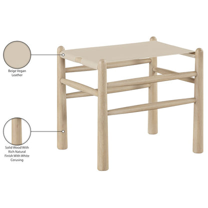 Santos Beige Vegan Leather Upholstered Bench
