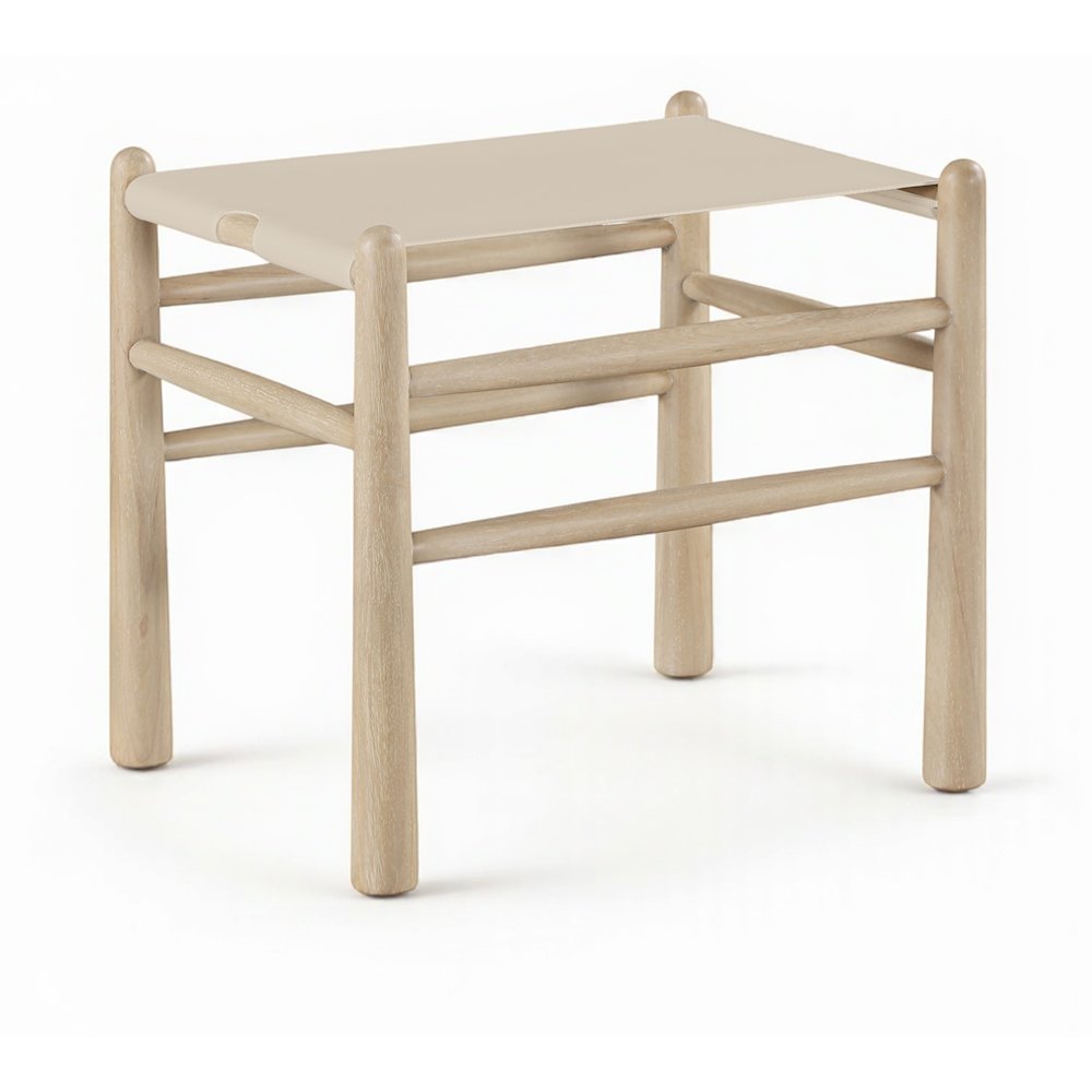 Santos Beige Vegan Leather Upholstered Bench