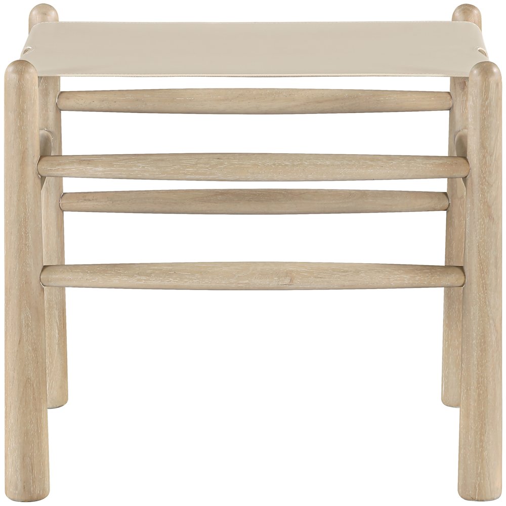 Santos Beige Vegan Leather Upholstered Bench