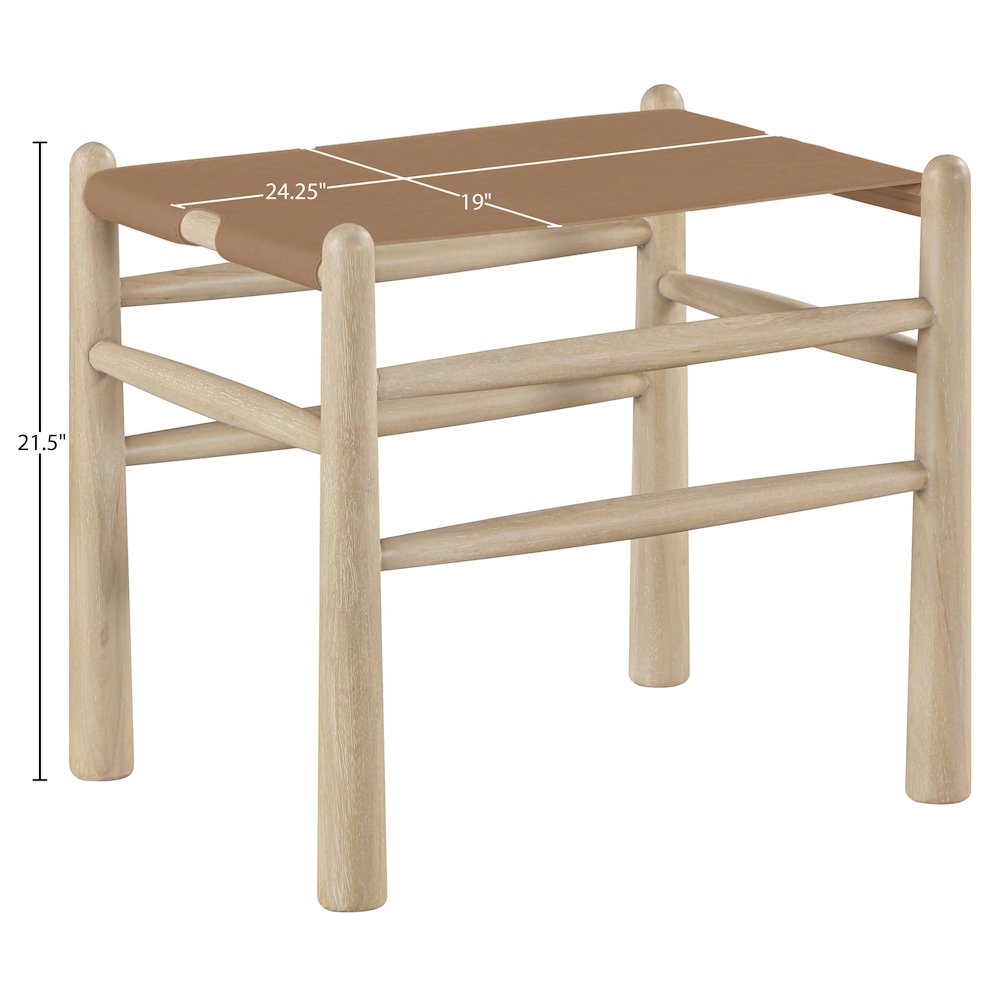 Santos Brown Vegan Leather Upholstered Bench