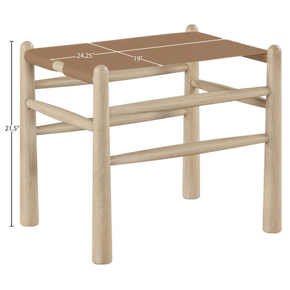 Santos Brown Vegan Leather Upholstered Bench