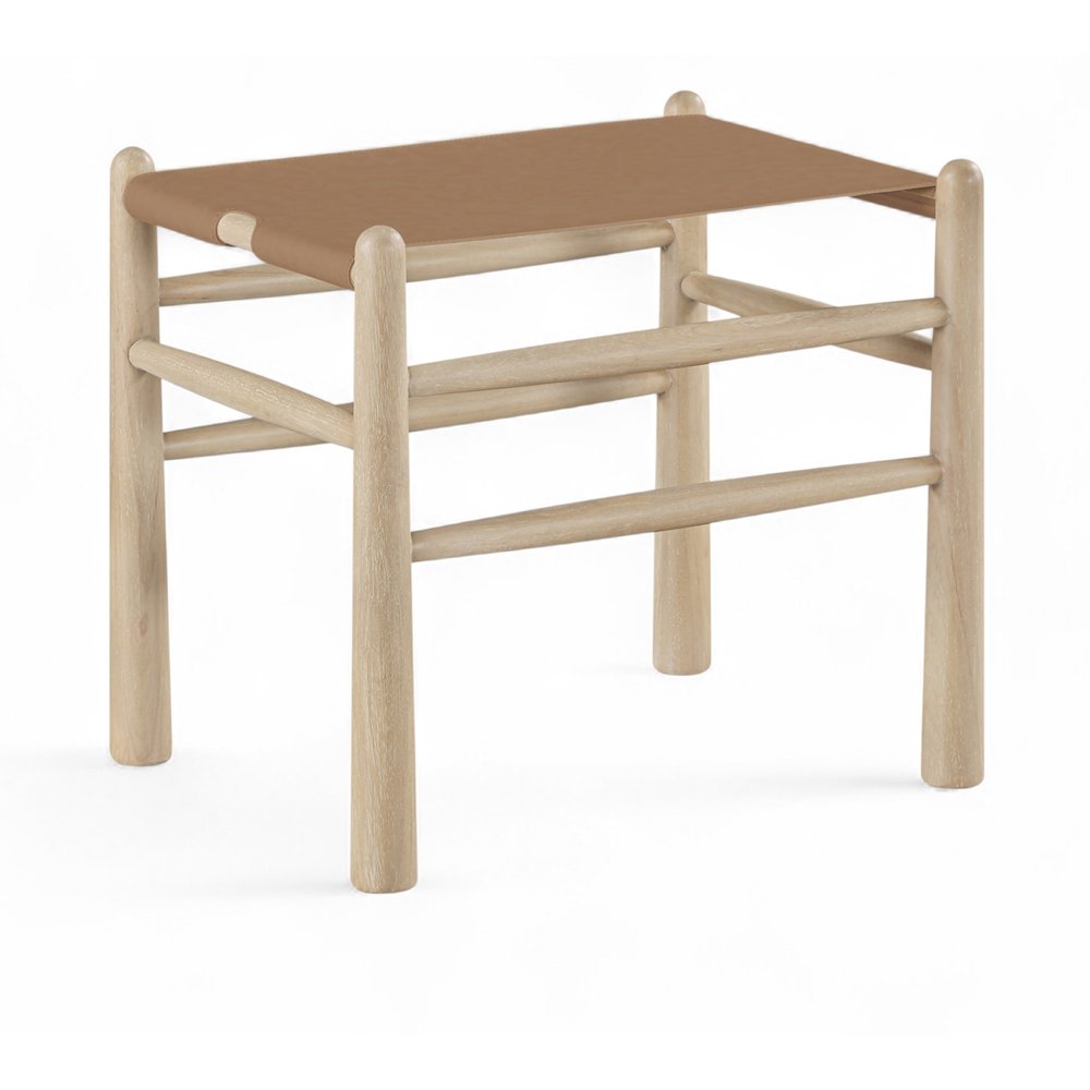 Santos Brown Vegan Leather Upholstered Bench