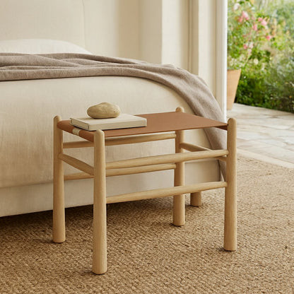 Santos Brown Vegan Leather Upholstered Bench