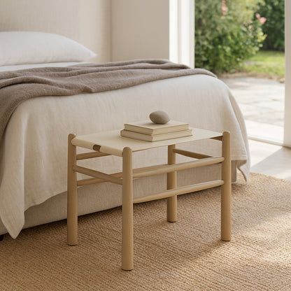 Santos Cream Vegan Leather Upholstered Bench