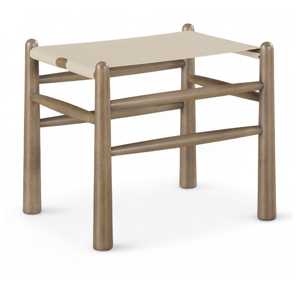 Santos Beige Vegan Leather Upholstered Bench