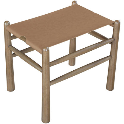 Santos Brown Vegan Leather Upholstered Bench