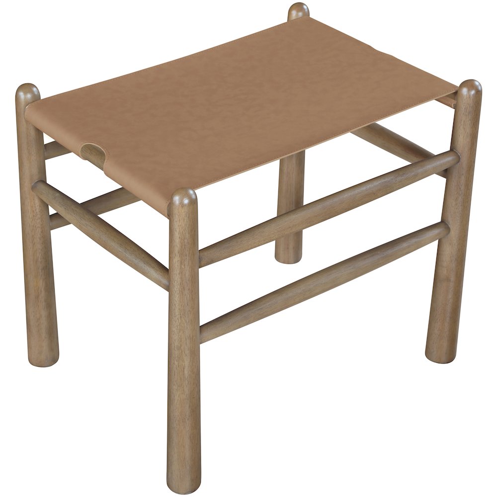 Santos Brown Vegan Leather Upholstered Bench