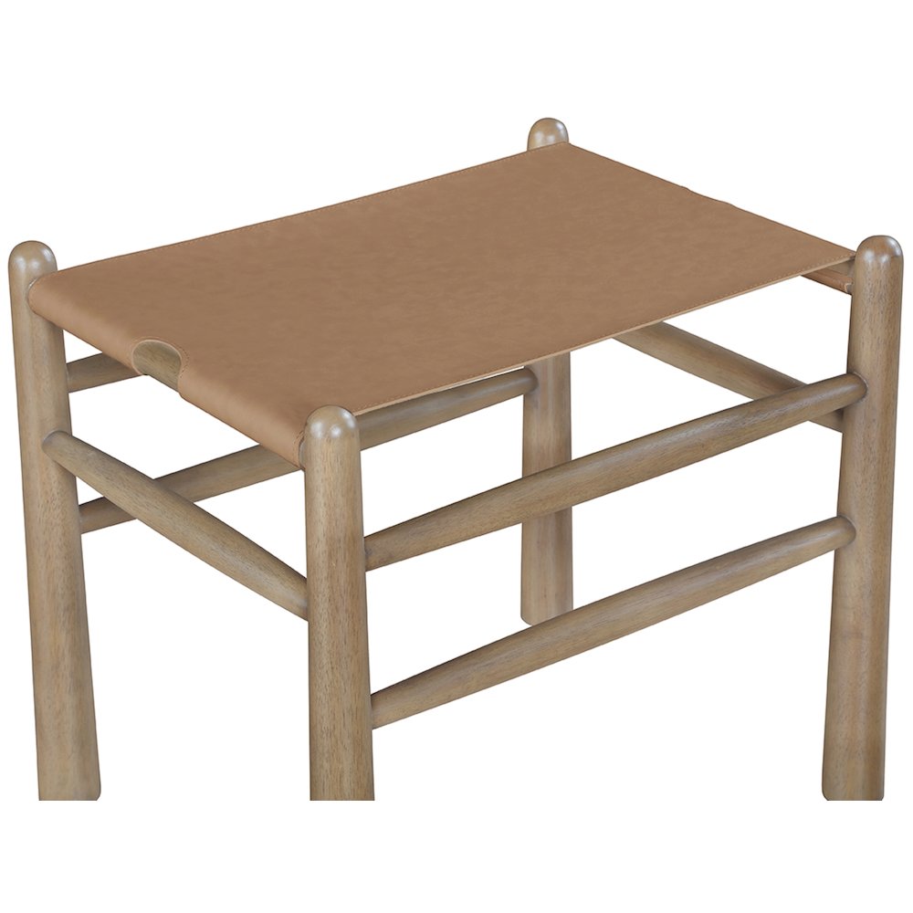 Santos Brown Vegan Leather Upholstered Bench