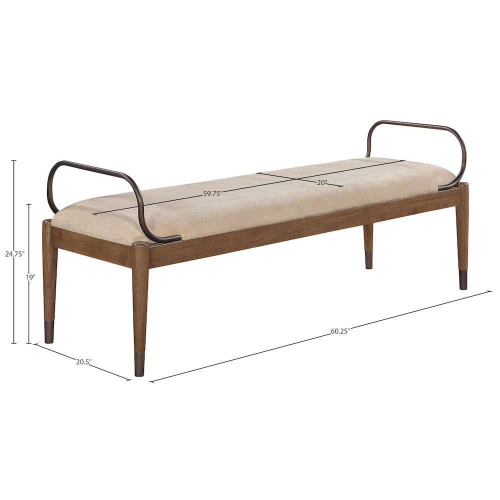 Cambria Beige Fabric Upholstered Bench