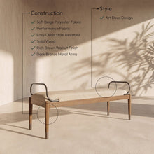 Cambria Beige Fabric Upholstered Bench