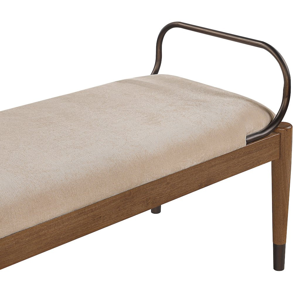 Cambria Beige Fabric Upholstered Bench