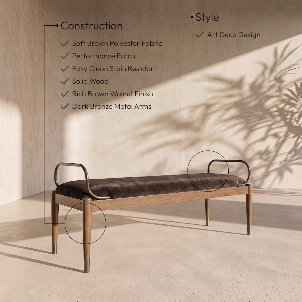 Cambria Brown Fabric Upholstered Bench