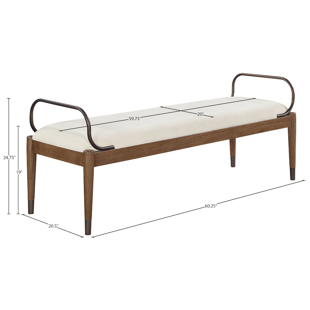 Cambria Cream Fabric Upholstered Bench