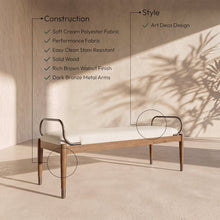 Cambria Cream Fabric Upholstered Bench
