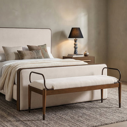 Cambria Cream Fabric Upholstered Bench