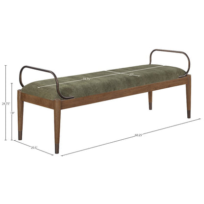 Cambria Green Fabric Upholstered Bench