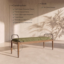 Cambria Green Fabric Upholstered Bench