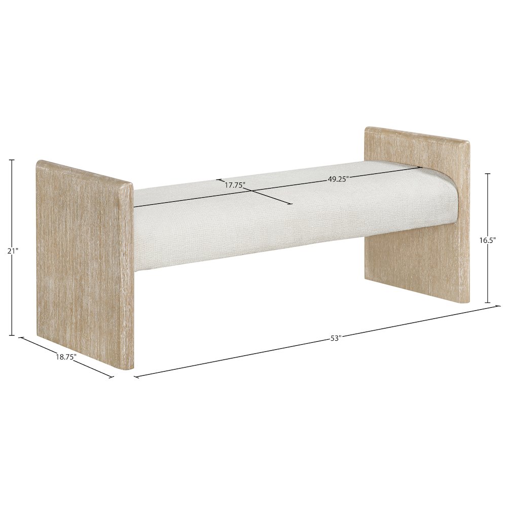 Hickory Cream Fabric Upholstered Bench