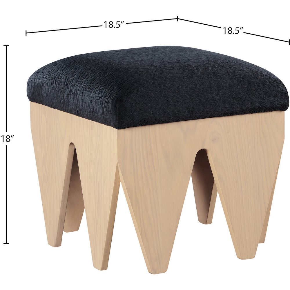 Altair Black Velour Fur Fabric Bench