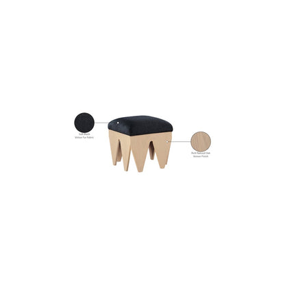Altair Black Velour Fur Fabric Bench