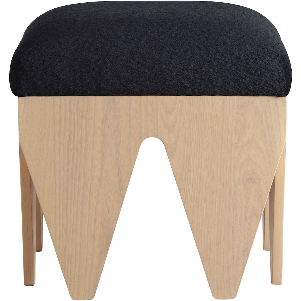 Altair Black Velour Fur Fabric Bench