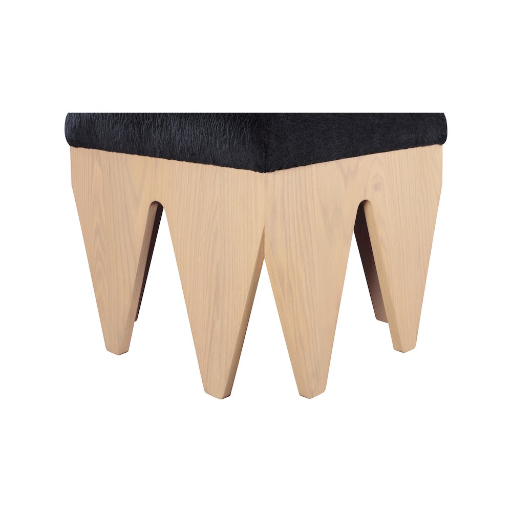 Altair Black Velour Fur Fabric Bench