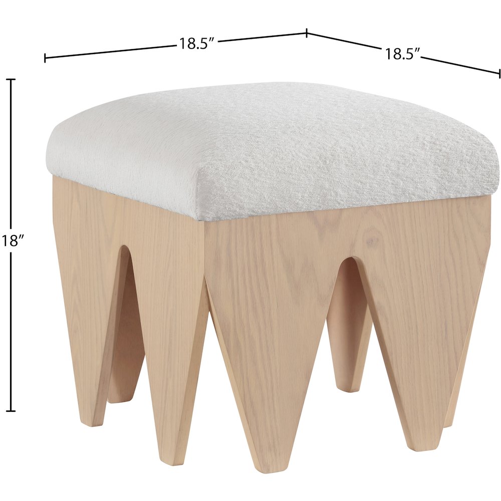 Altair Cream Velour Fur Fabric Bench