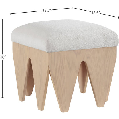 Altair Cream Velour Fur Fabric Bench