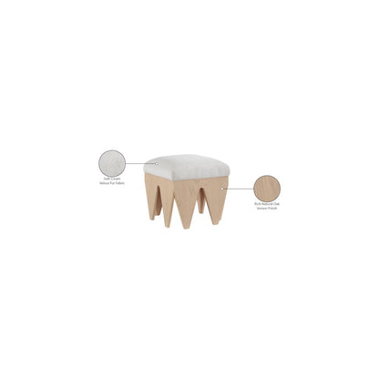 Altair Cream Velour Fur Fabric Bench