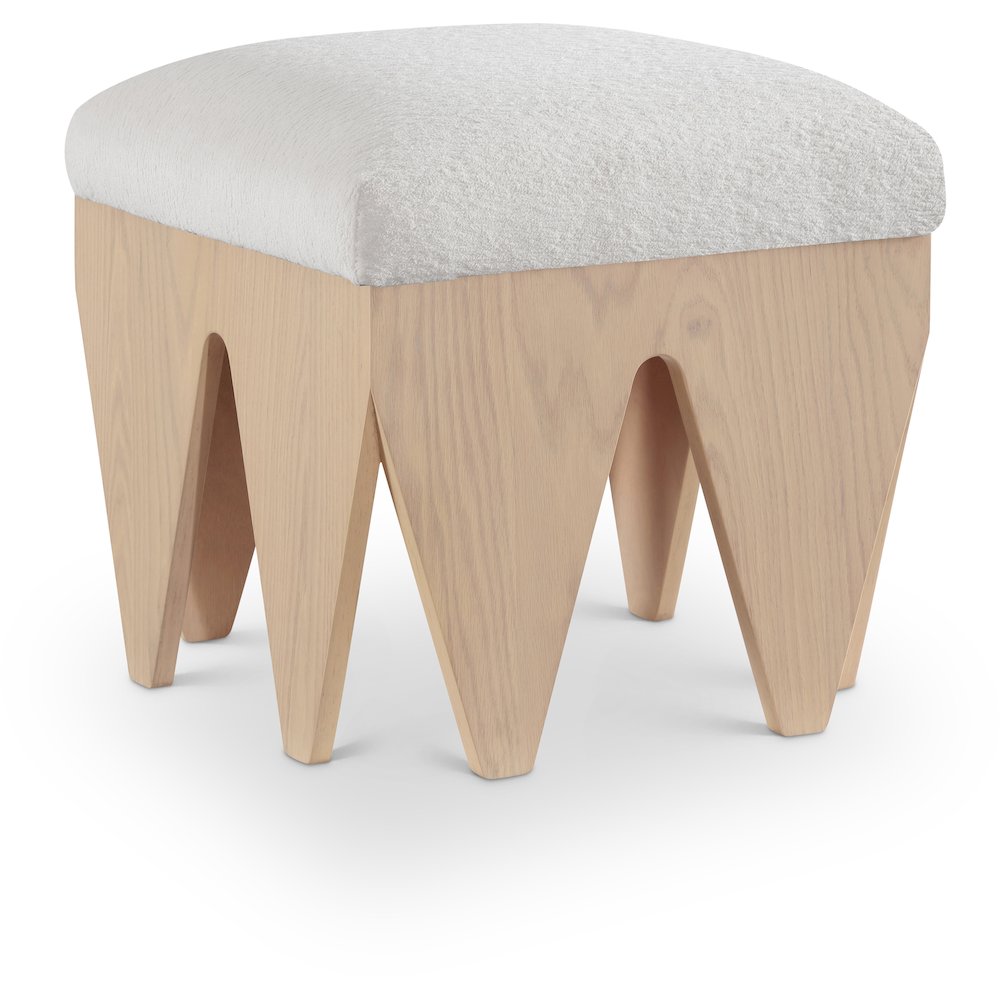 Altair Cream Velour Fur Fabric Bench