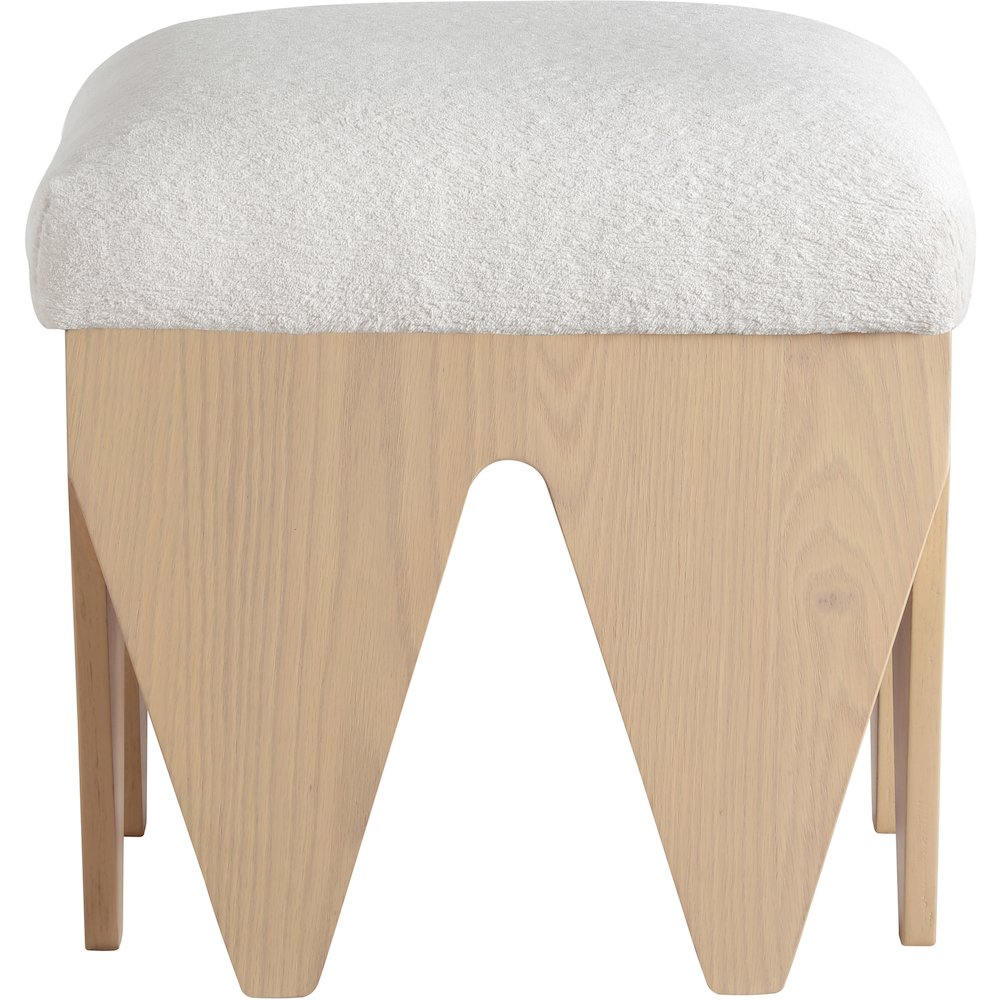 Altair Cream Velour Fur Fabric Bench