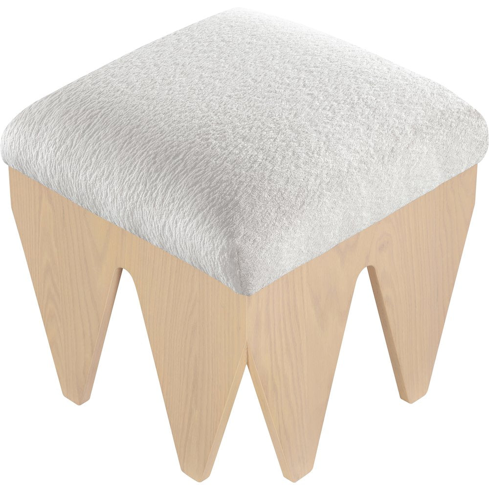 Altair Cream Velour Fur Fabric Bench