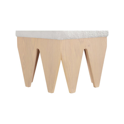 Altair Cream Velour Fur Fabric Bench