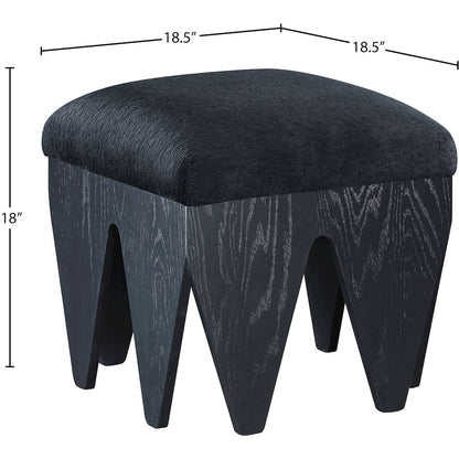 Altair Black Velour Fur Fabric Bench