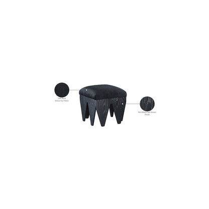 Altair Black Velour Fur Fabric Bench