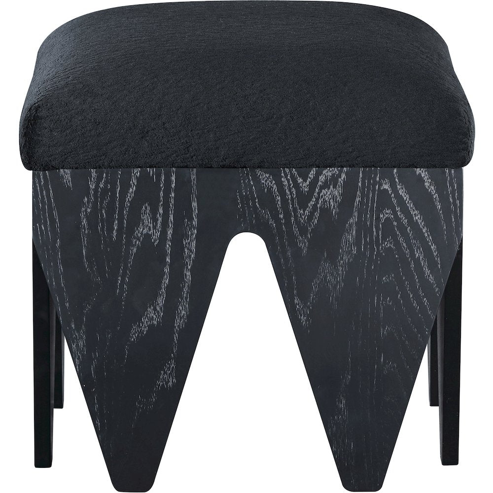 Altair Black Velour Fur Fabric Bench