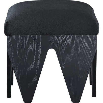Altair Black Velour Fur Fabric Bench