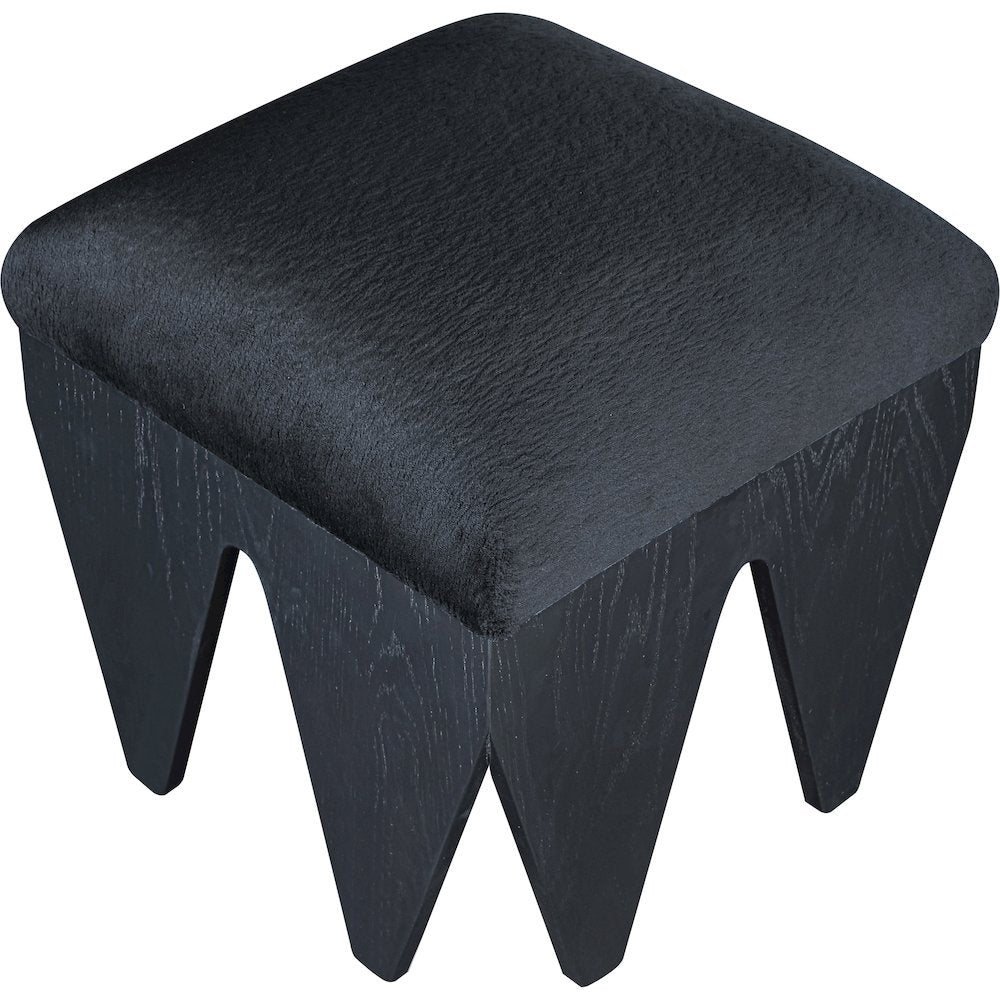 Altair Black Velour Fur Fabric Bench