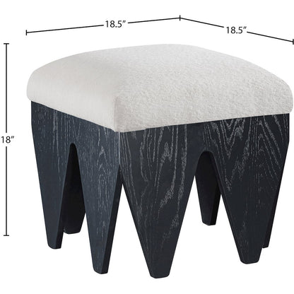 Altair Cream Velour Fur Fabric Bench