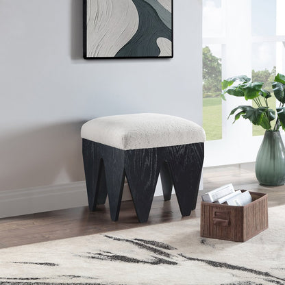 Altair Cream Velour Fur Fabric Bench