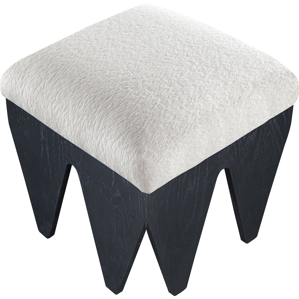 Altair Cream Velour Fur Fabric Bench