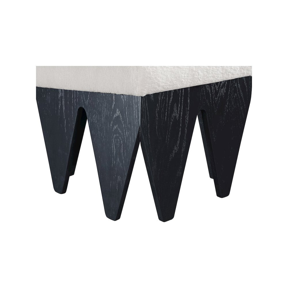 Altair Cream Velour Fur Fabric Bench