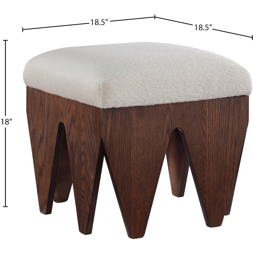 Altair Beige Velour Fur Fabric Bench