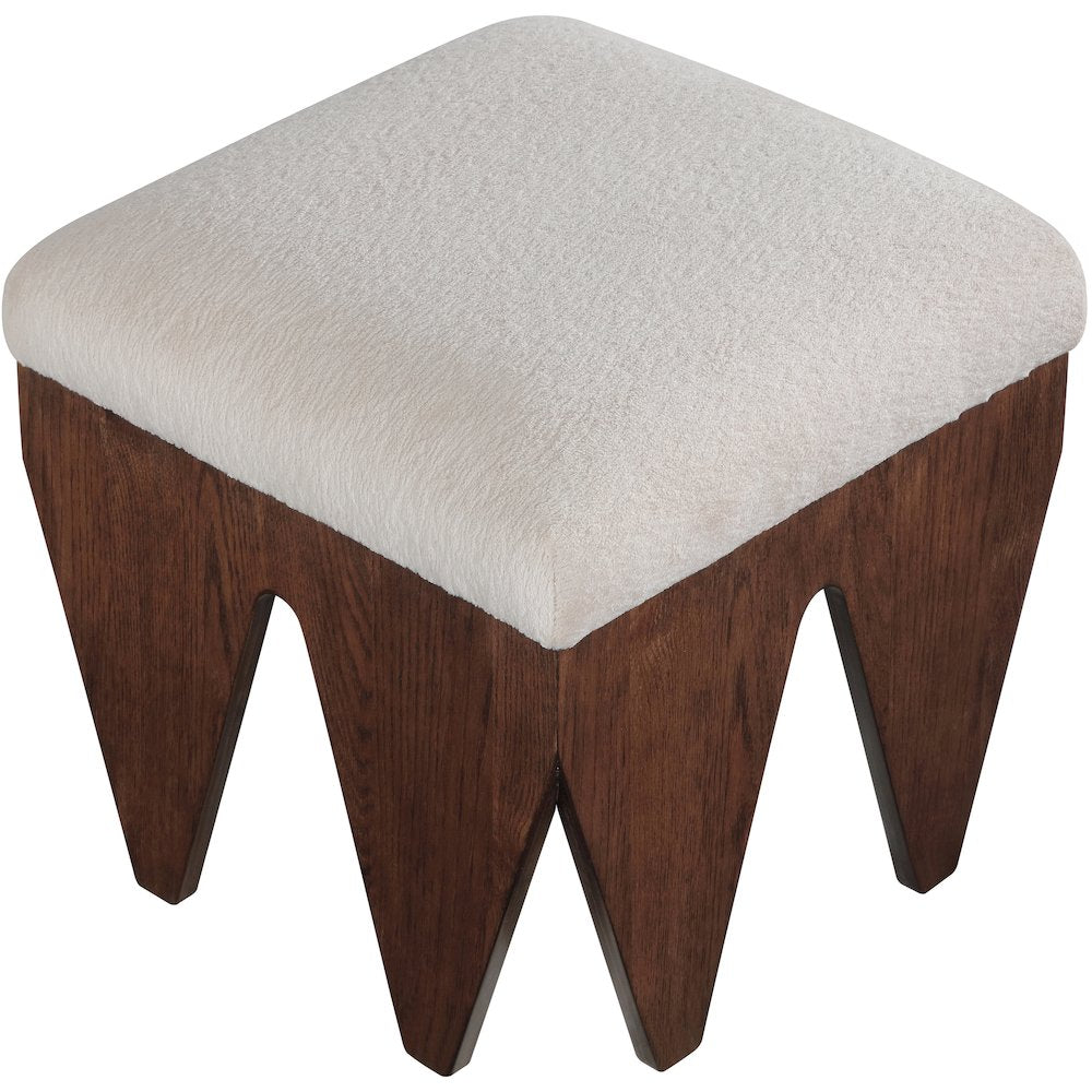 Altair Beige Velour Fur Fabric Bench