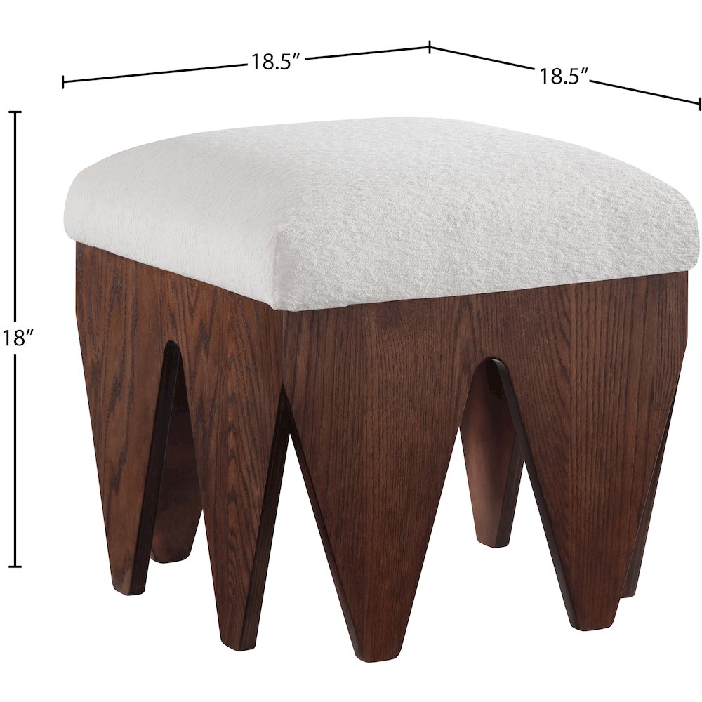 Altair Cream Velour Fur Fabric Bench
