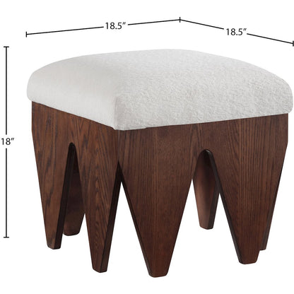Altair Cream Velour Fur Fabric Bench