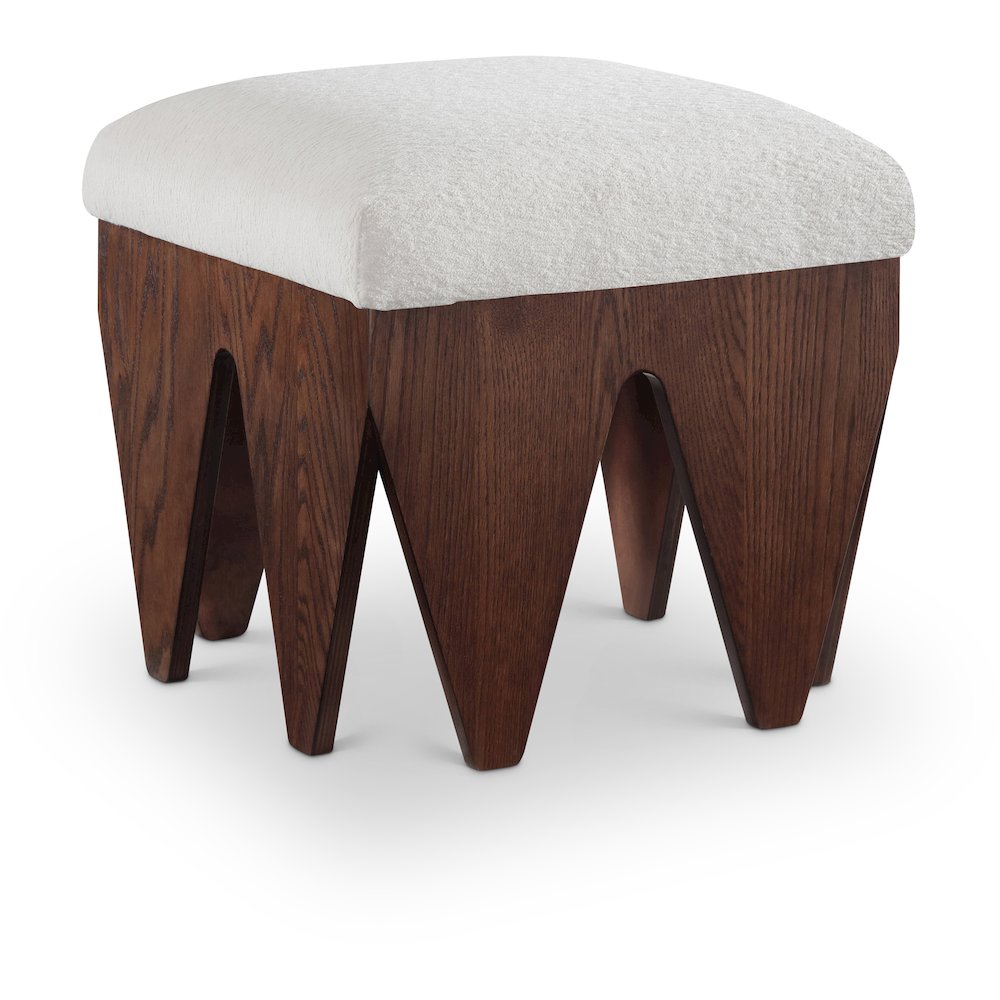 Altair Cream Velour Fur Fabric Bench