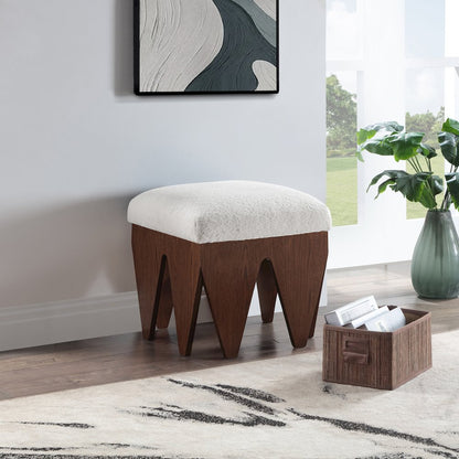 Altair Cream Velour Fur Fabric Bench